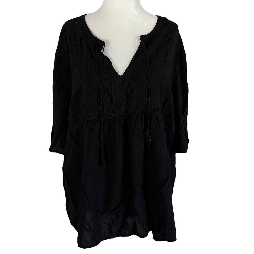 Old Navy Peasant Type Top 3/4 Ruffle Sleeves Black Size XXL
